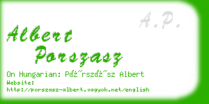 albert porszasz business card